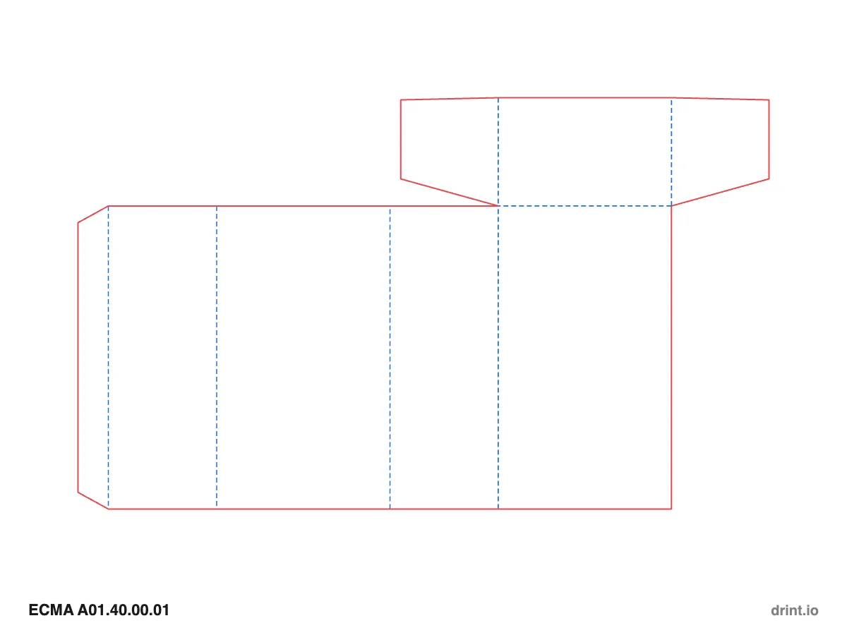 ECMA A01.40.00.01 — Winged tuck top · open bottom · top on back panel — Dielines 80 × 50 × 140 mm
