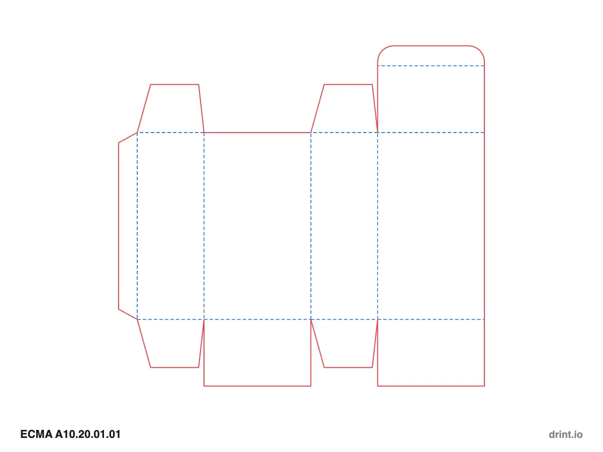 ECMA A10.20.01.01 — Tuck top · glued full-overlap bottom · same side — Dielines 80 × 50 × 140 mm