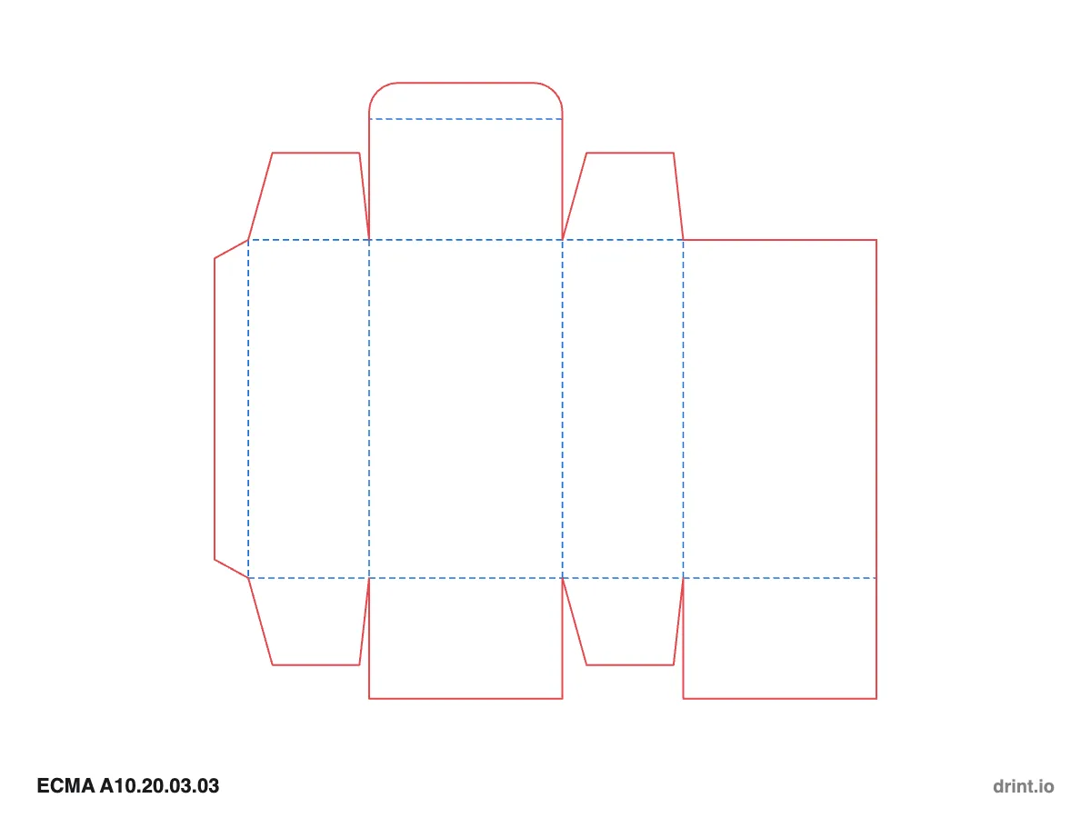 ECMA A10.20.03.03 — Tuck top · glued full-overlap bottom · same side — Dielines 80 × 50 × 140 mm