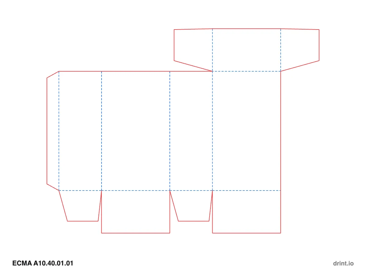 ECMA A10.40.01.01 — Winged tuck top · glued full-overlap bottom · same side — Dielines 80 × 50 × 140 mm