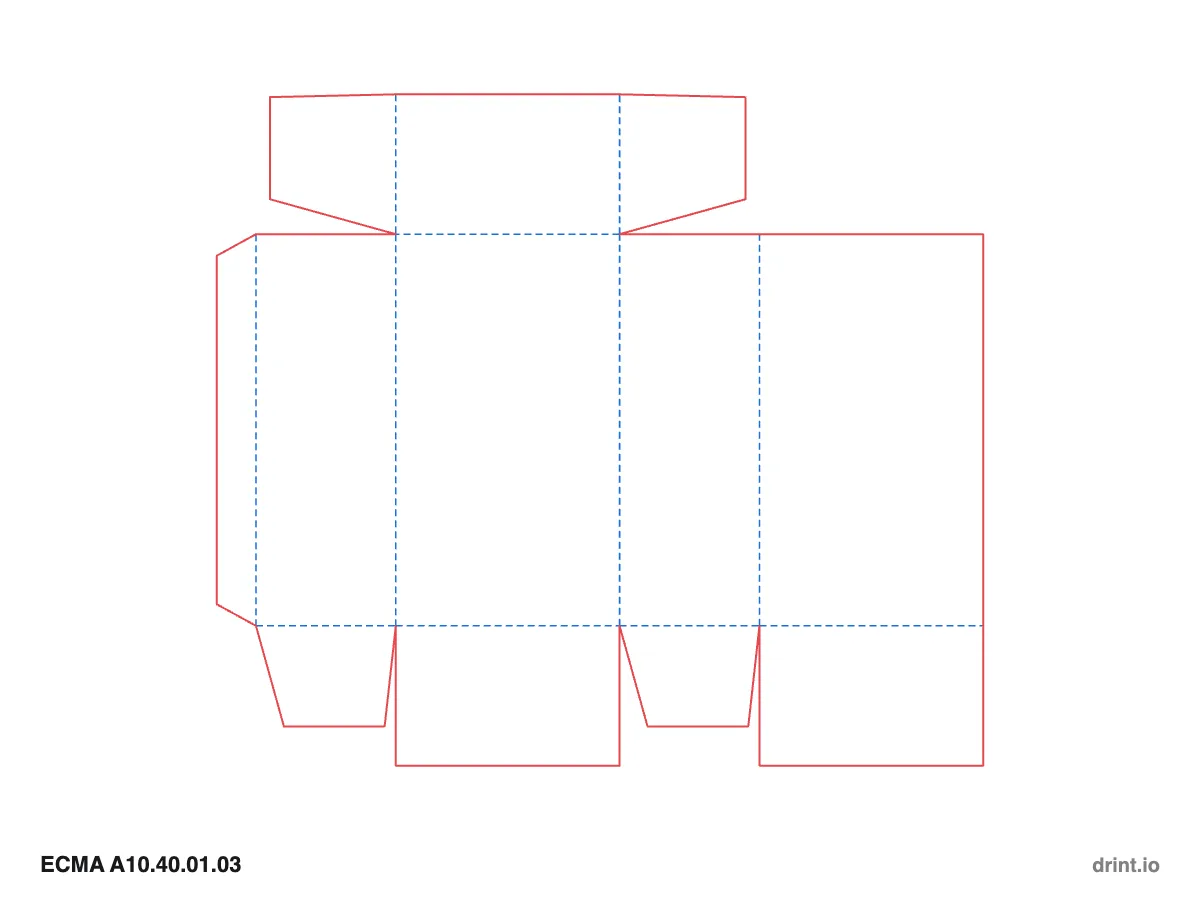 ECMA A10.40.01.03 — Winged tuck top · glued full-overlap bottom · opposite sides — Dielines 80 × 50 × 140 mm
