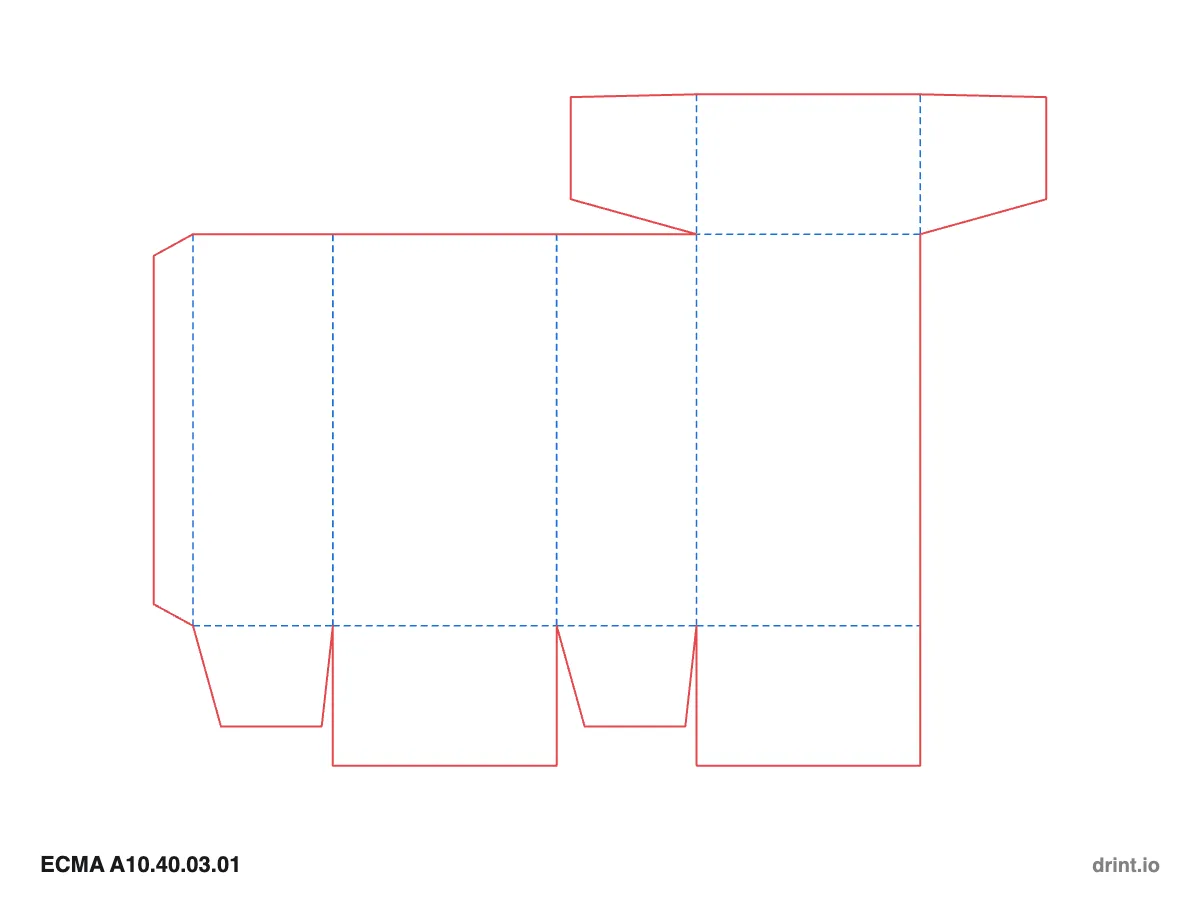 ECMA A10.40.03.01 — Winged tuck top · glued full-overlap bottom · opposite sides — Dielines 80 × 50 × 140 mm