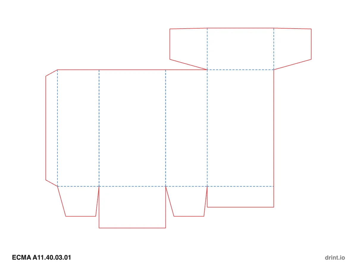 ECMA A11.40.03.01 — Winged tuck top · glued reduced-flap bottom · opposite sides — Dielines 80 × 50 × 140 mm