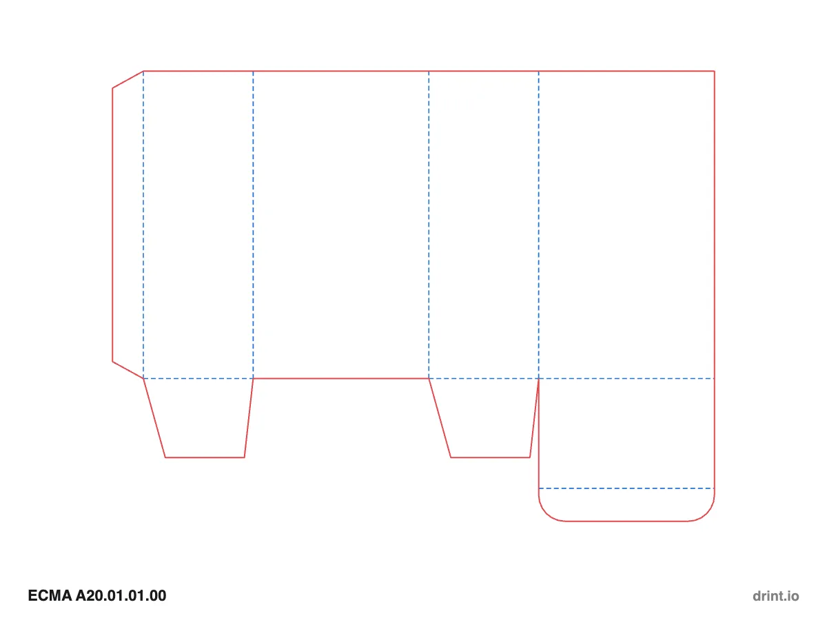 ECMA A20.01.01.00 — Nắp hở · đáy gài · đáy ở mặt sau — Khuôn bế 80 × 50 × 140 mm