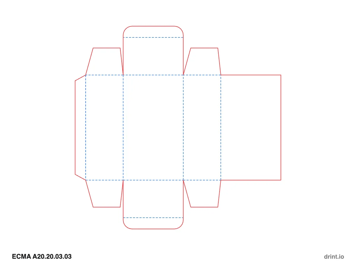 ECMA A20.20.03.03 — Tuck top · tuck bottom · same side — Dielines 80 × 50 × 140 mm