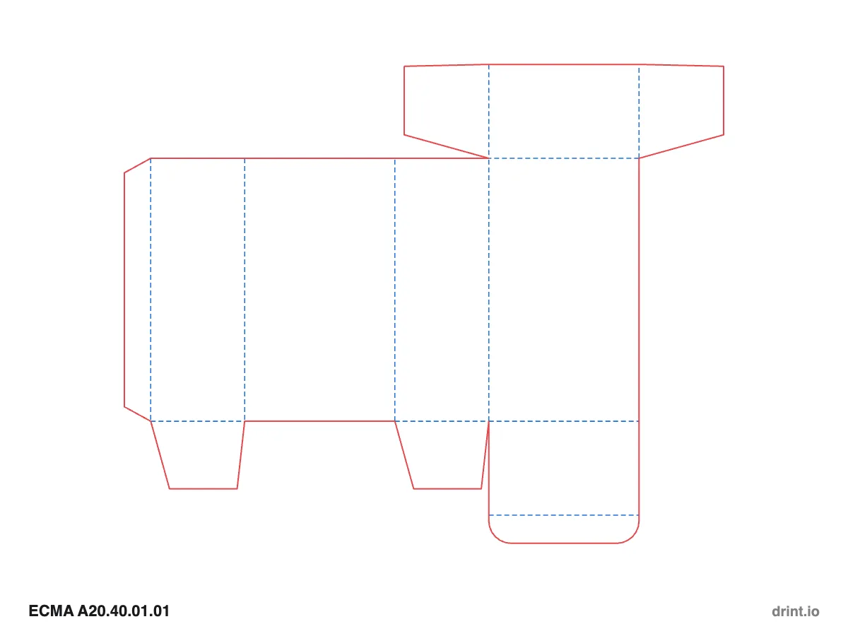 ECMA A20.40.01.01 — Winged tuck top · tuck bottom · same side — Dielines 80 × 50 × 140 mm