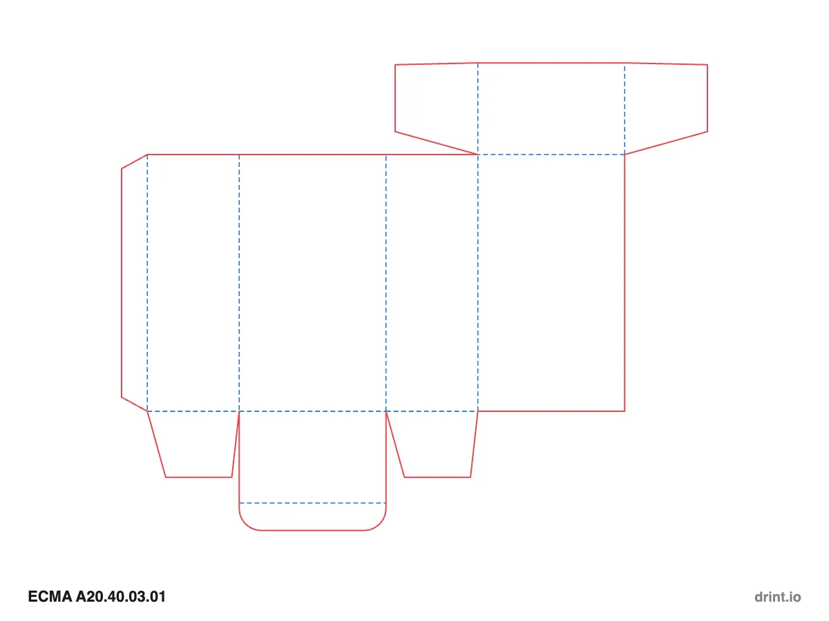 ECMA A20.40.03.01 — Winged tuck top · tuck bottom · opposite sides — Dielines 80 × 50 × 140 mm
