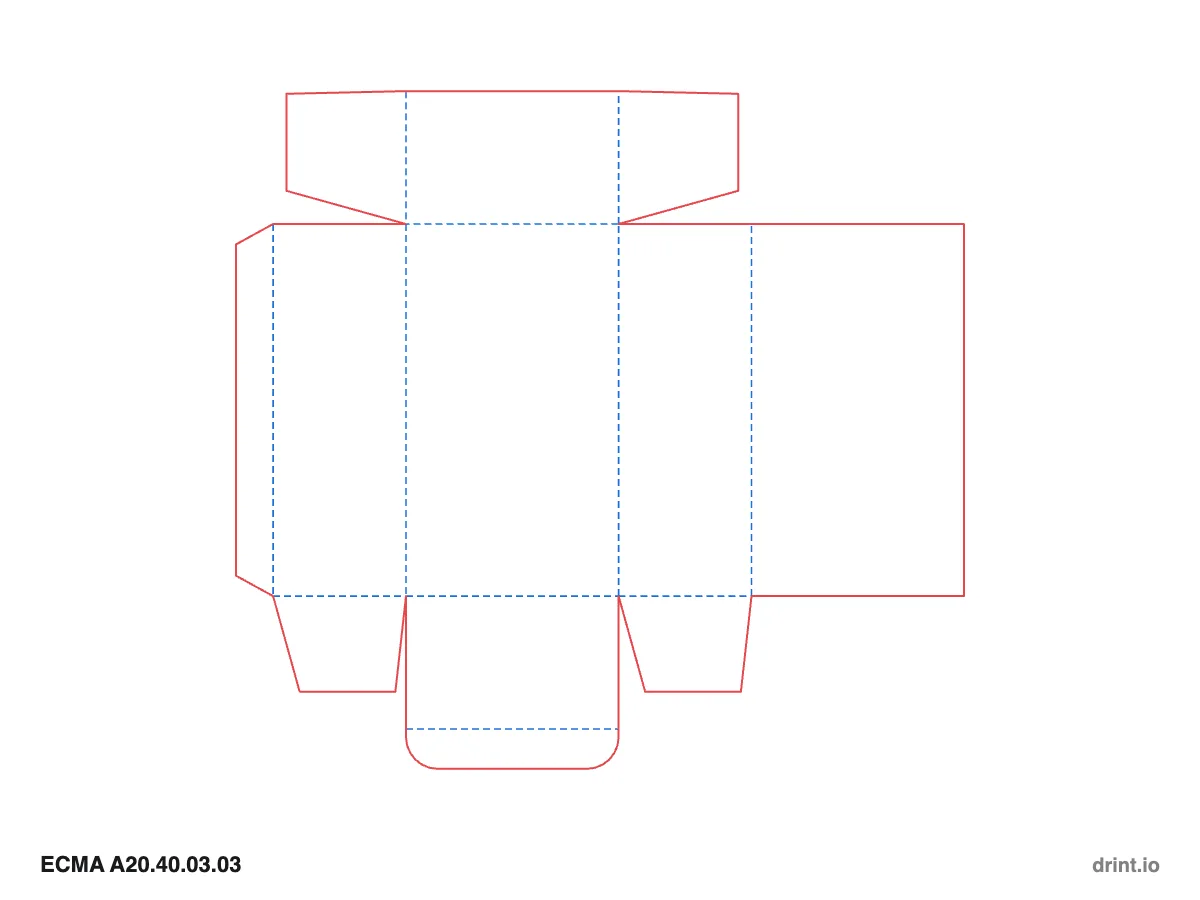 ECMA A20.40.03.03 — Winged tuck top · tuck bottom · same side — Dielines 80 × 50 × 140 mm