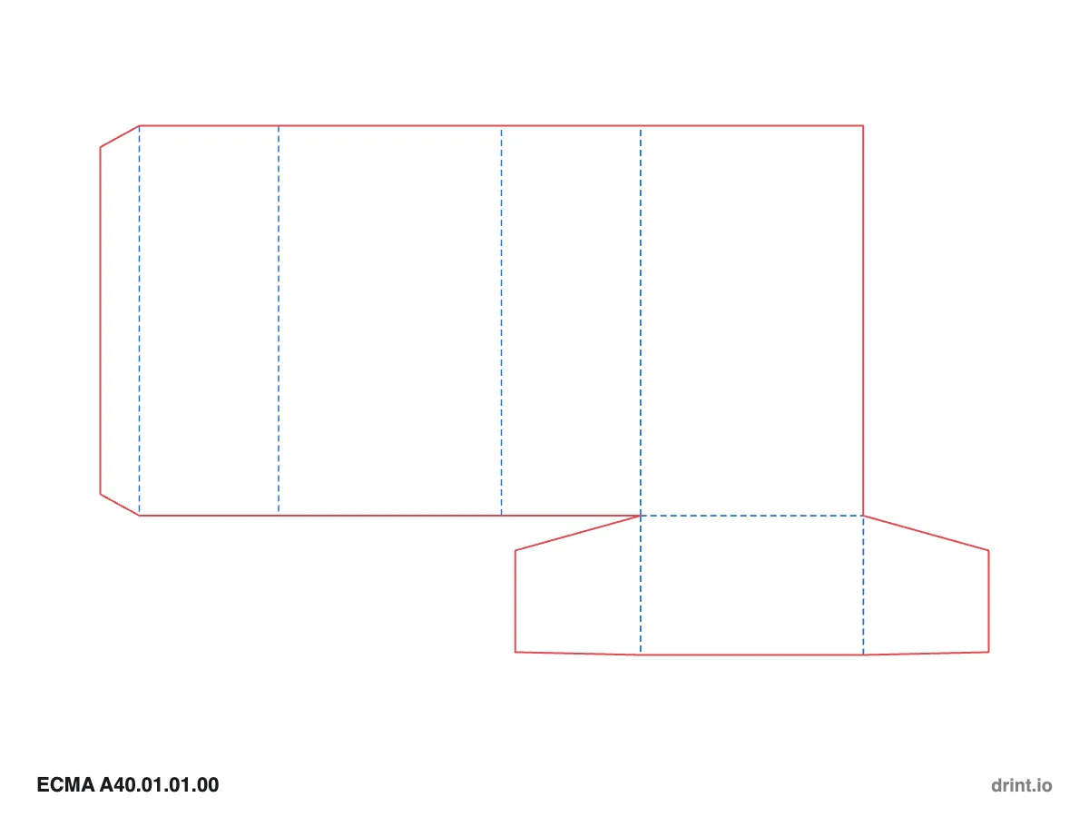 ECMA A40.01.01.00 — Open top · winged tuck bottom · bottom on back panel — Dielines 80 × 50 × 140 mm