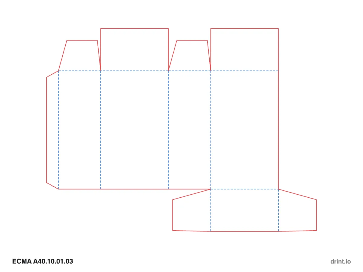 ECMA A40.10.01.03 — Glued full-overlap top · winged tuck bottom · opposite sides — Dielines 80 × 50 × 140 mm