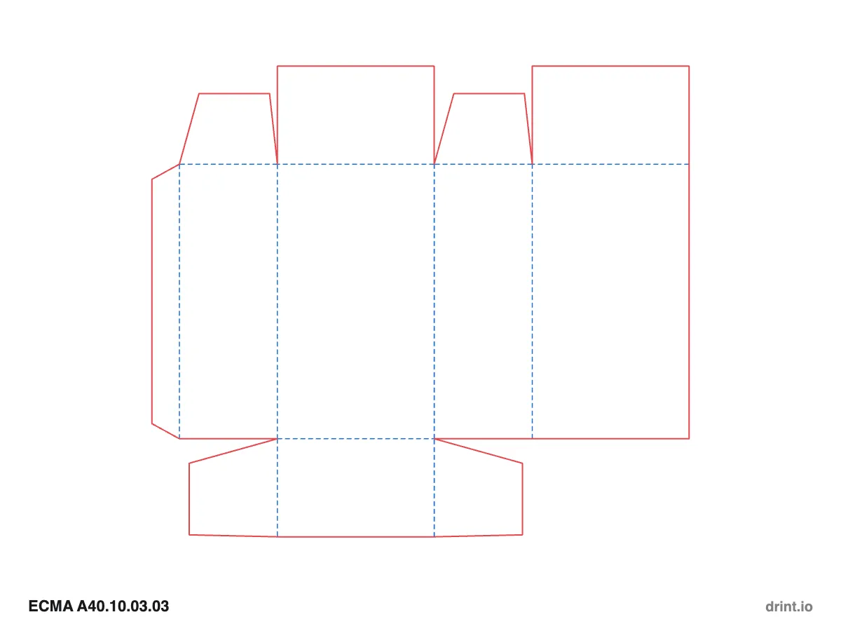 ECMA A40.10.03.03 — Glued full-overlap top · winged tuck bottom · same side — Dielines 80 × 50 × 140 mm