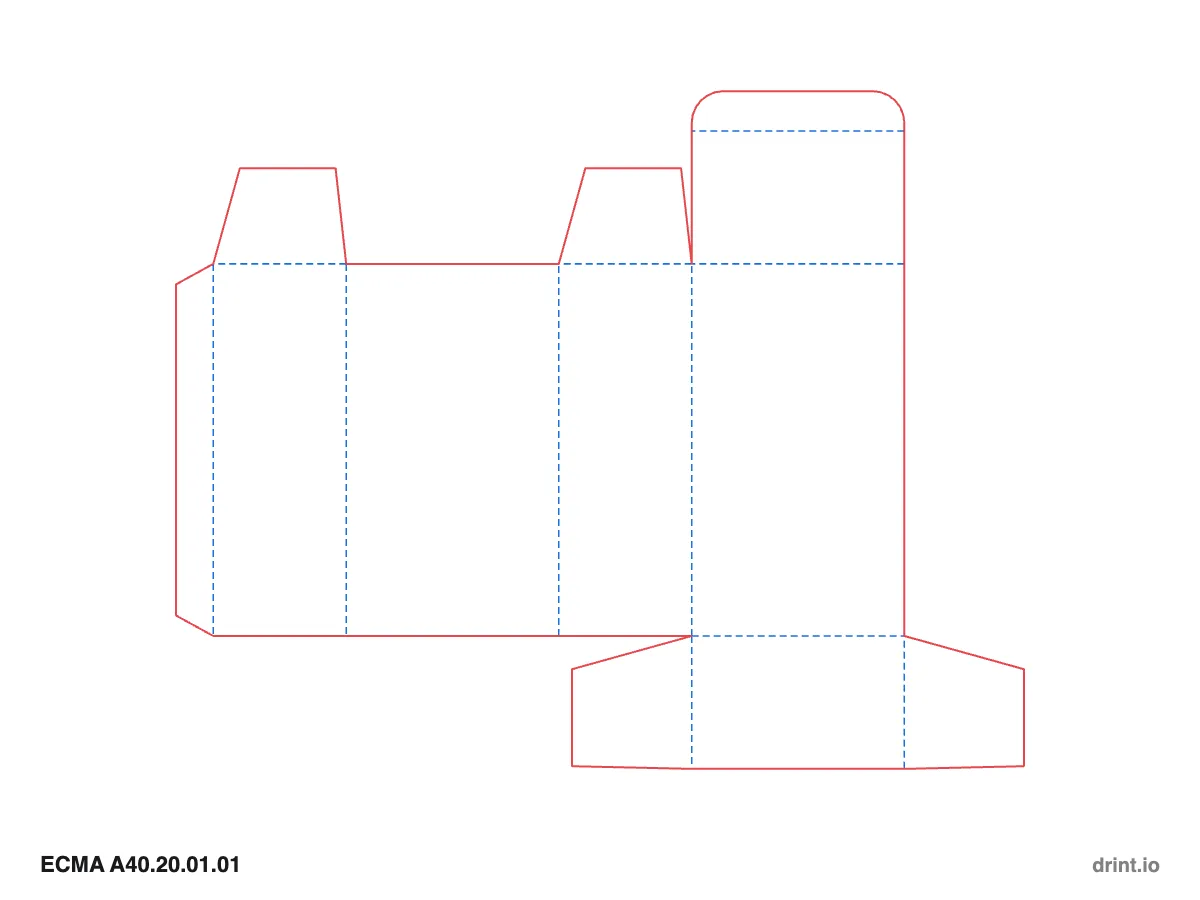ECMA A40.20.01.01 — Tuck top · winged tuck bottom · same side — Dielines 80 × 50 × 140 mm