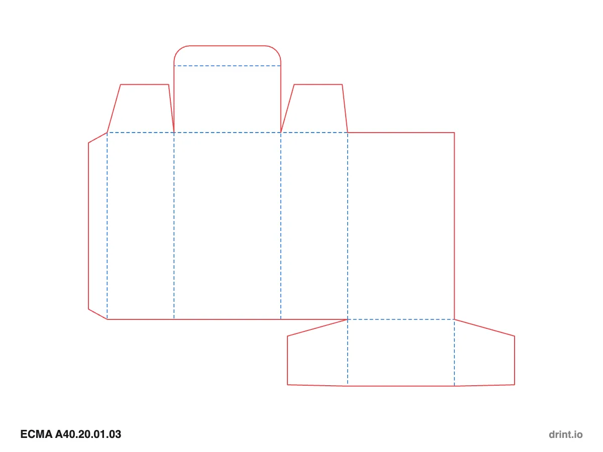 ECMA A40.20.01.03 — Tuck top · winged tuck bottom · opposite sides — Dielines 80 × 50 × 140 mm
