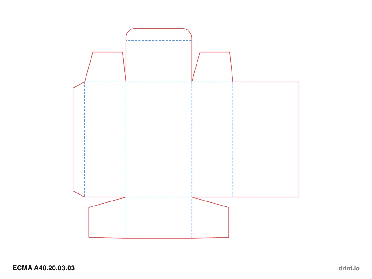 ECMA A40.20.03.03 — Tuck top · winged tuck bottom · same side — Dielines 80 × 50 × 140 mm
