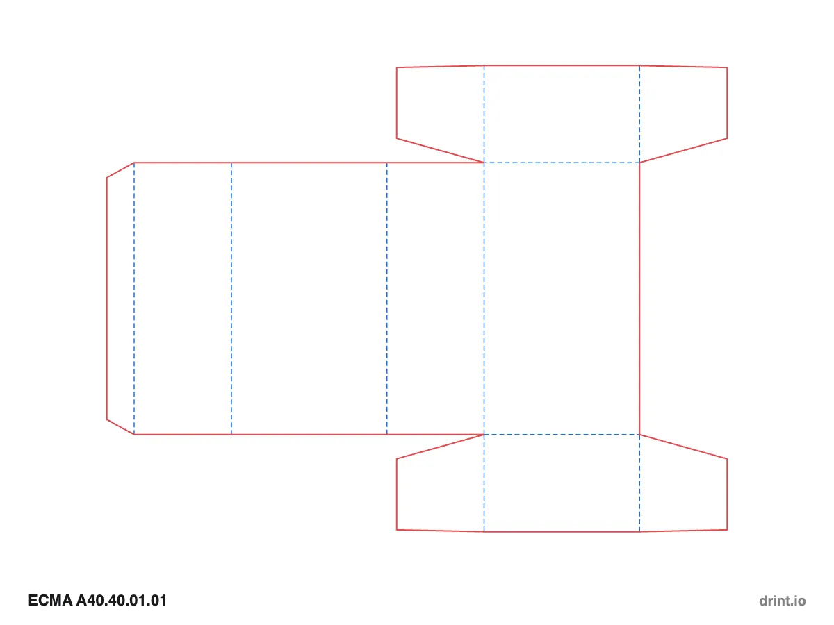 ECMA A40.40.01.01 — Winged tuck top · winged tuck bottom · same side — Dielines 80 × 50 × 140 mm