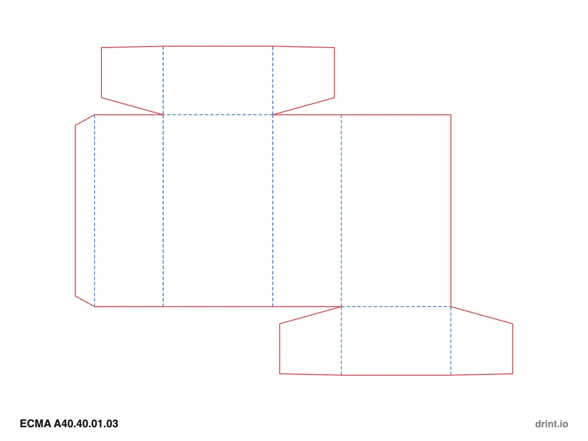 ECMA A40.40.01.03 — Winged tuck top · winged tuck bottom · opposite sides — Dielines 80 × 50 × 140 mm