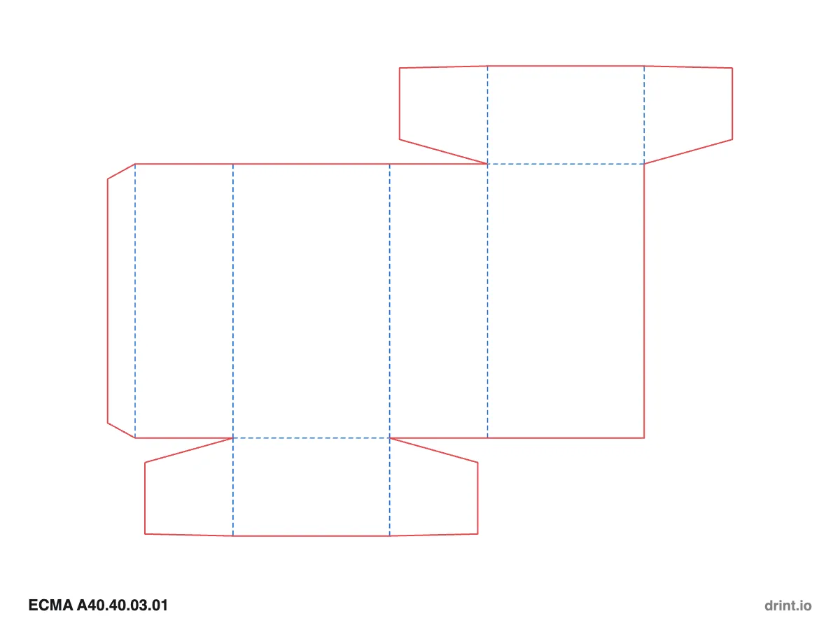 ECMA A40.40.03.01 — Winged tuck top · winged tuck bottom · opposite sides — Dielines 80 × 50 × 140 mm