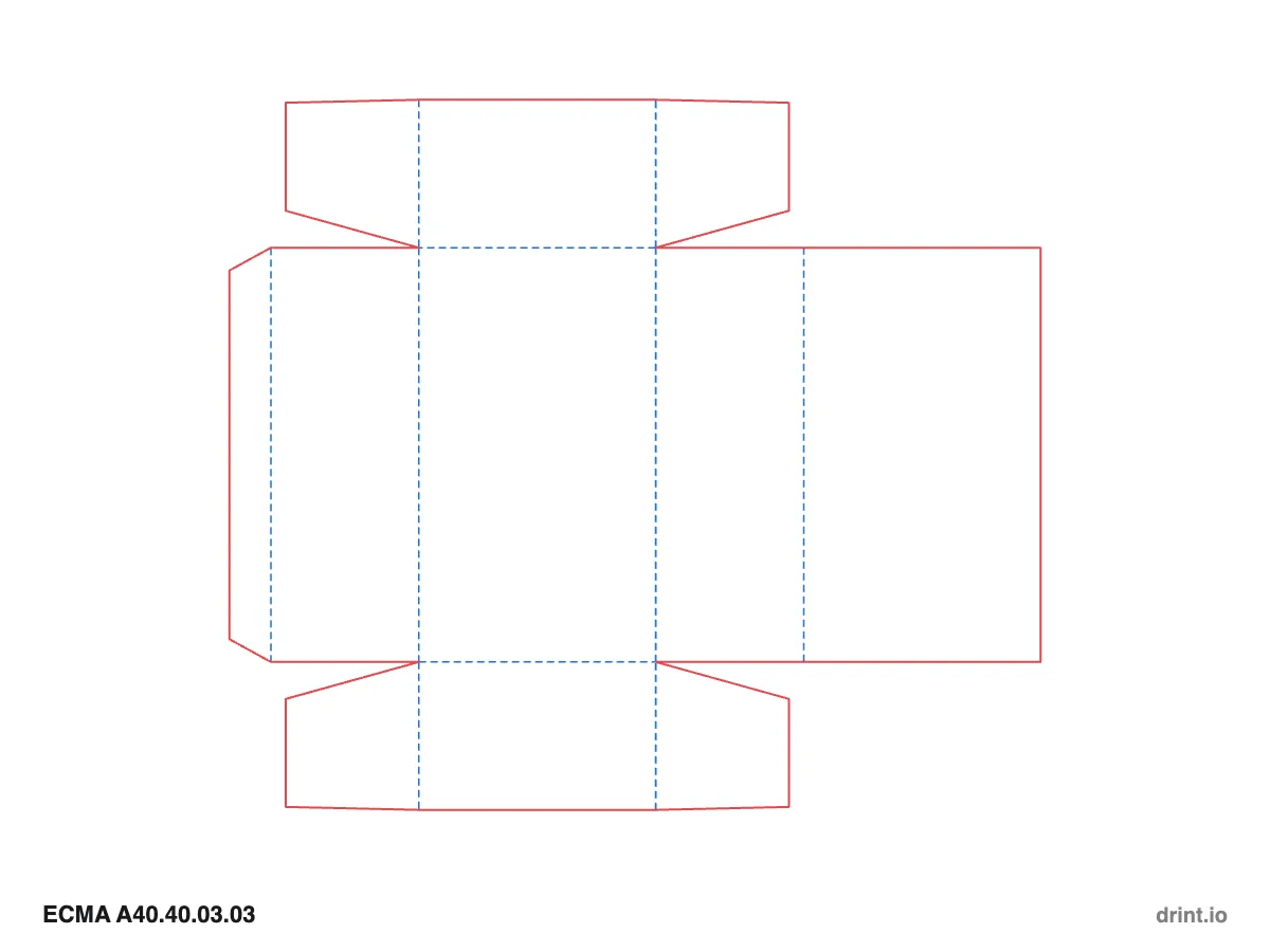 ECMA A40.40.03.03 — Winged tuck top · winged tuck bottom · same side — Dielines 80 × 50 × 140 mm
