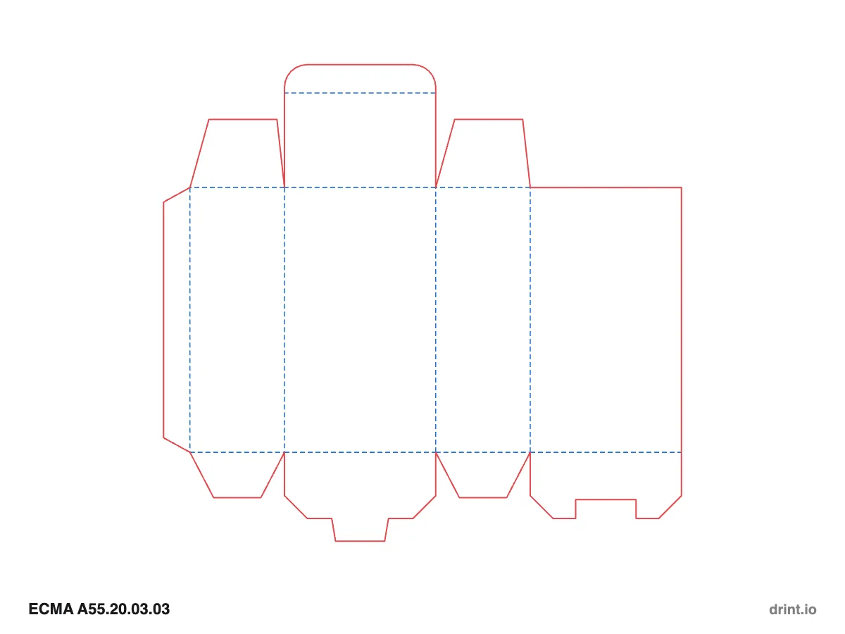 ECMA A55.20.03.03 — Tuck top · snap lock (1-2-3) bottom · same side — Dielines 80 × 50 × 140 mm