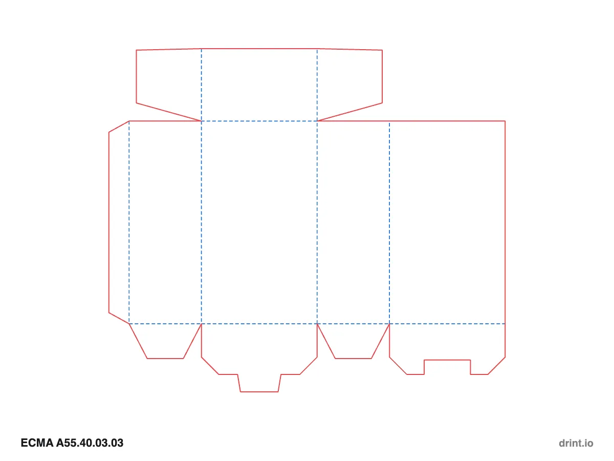 ECMA A55.40.03.03 — Winged tuck top · snap lock (1-2-3) bottom · same side — Dielines 80 × 50 × 140 mm
