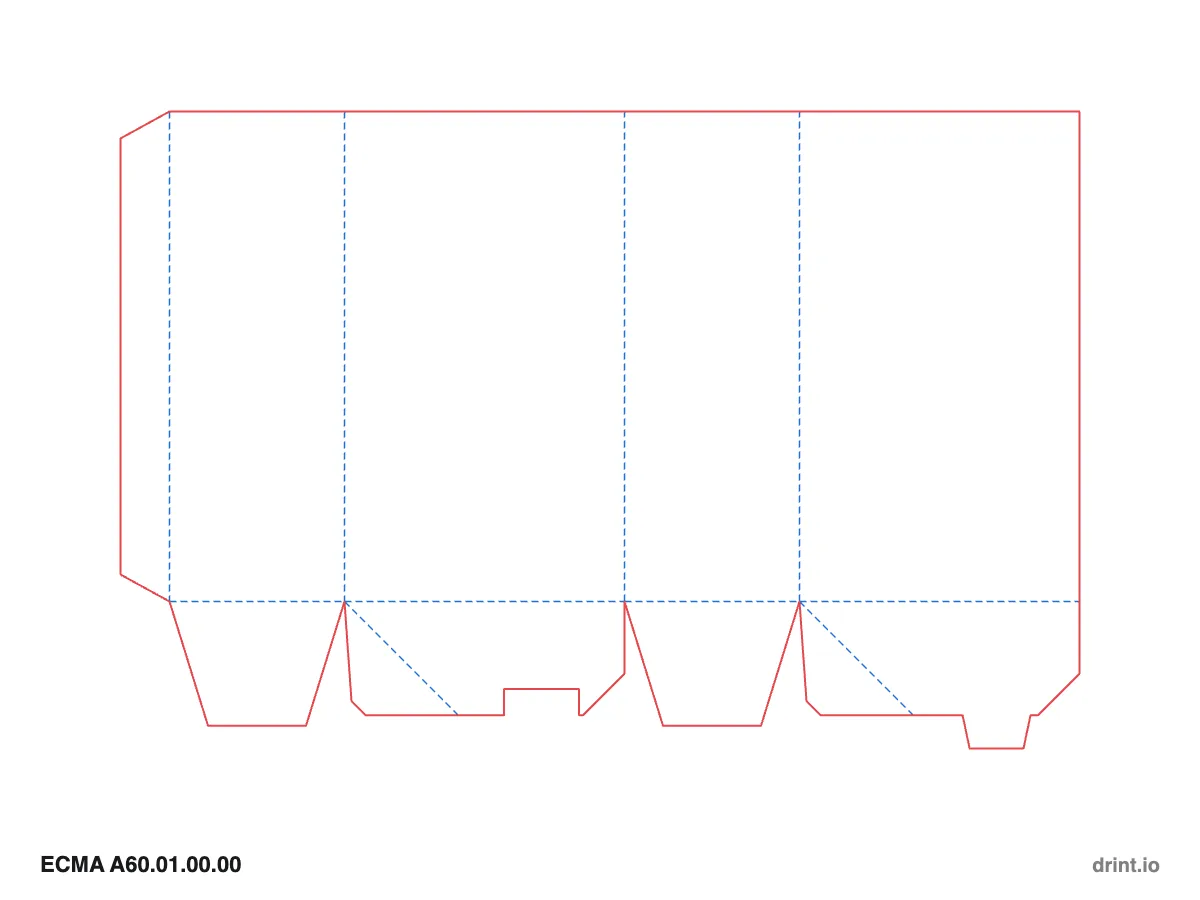 ECMA A60.01.00.00 — Open top · crash lock (auto) bottom — Dielines 80 × 50 × 140 mm
