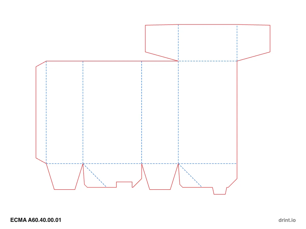 ECMA A60.40.00.01 — Winged tuck top · crash lock (auto) bottom · top on back panel — Dielines 80 × 50 × 140 mm