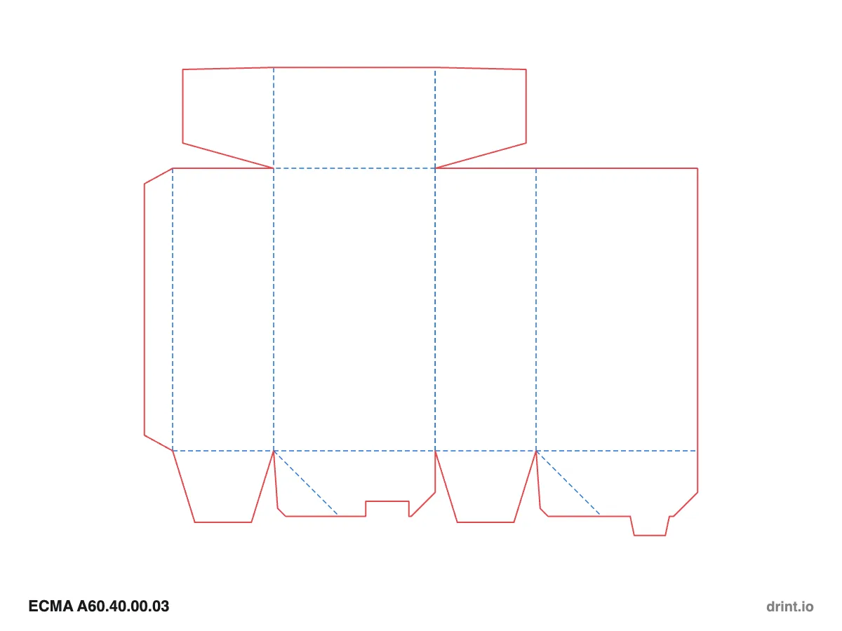 ECMA A60.40.00.03 — Winged tuck top · crash lock (auto) bottom · top on front panel — Dielines 80 × 50 × 140 mm