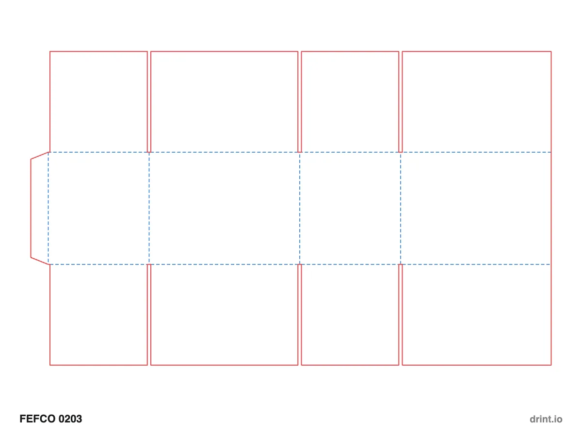 FEFCO 0203 — Full overlap slotted container (FOL) — Dielines 300 × 200 × 220 mm