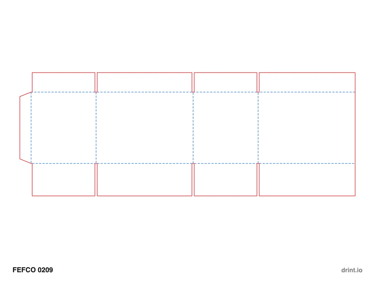 FEFCO 0209 — Flange top, regular slotted bottom — Dielines 300 × 200 × 220 mm