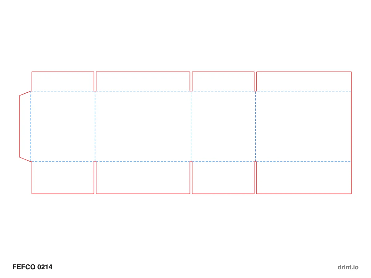 FEFCO 0214 — Turn-over top, regular slotted bottom — Dielines 300 × 200 × 220 mm
