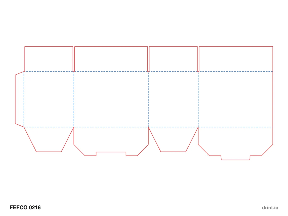 FEFCO 0216 — Regular slotted top, snap lock bottom — Dielines 300 × 200 × 220 mm
