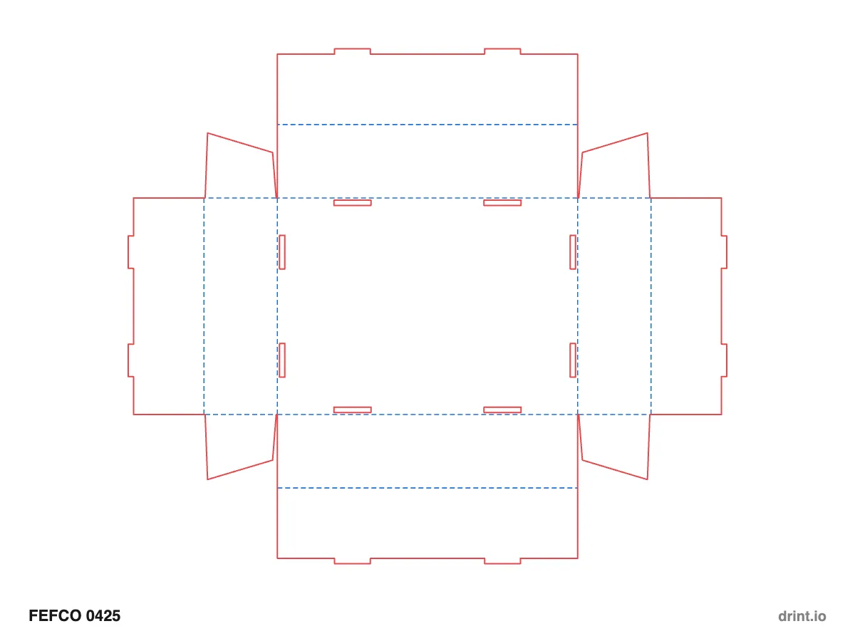 FEFCO 0425 — Self-locking tray, all walls folded — Dielines 250 × 180 × 60 mm