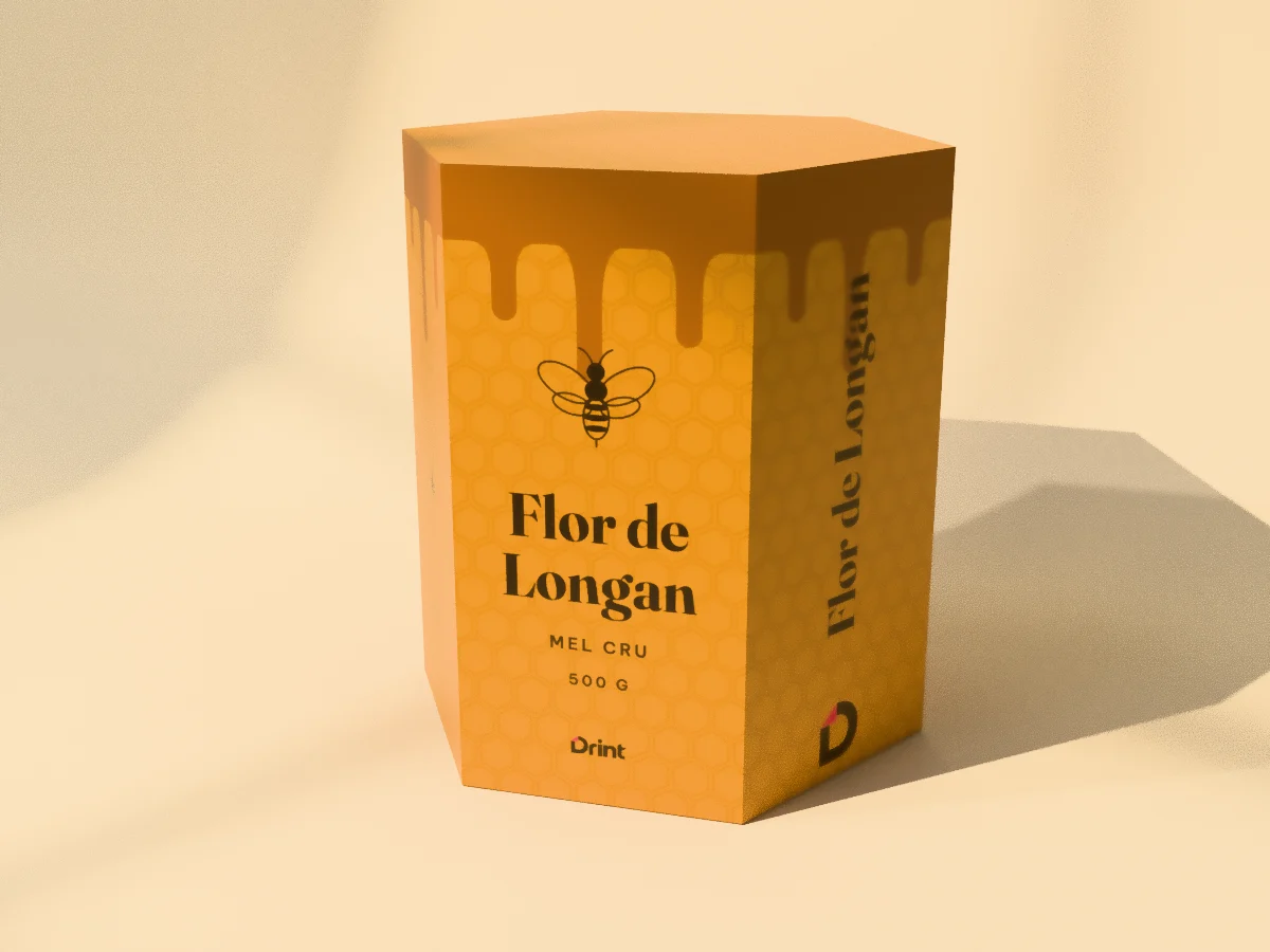 Flor de Longan — Caixa hexagonal