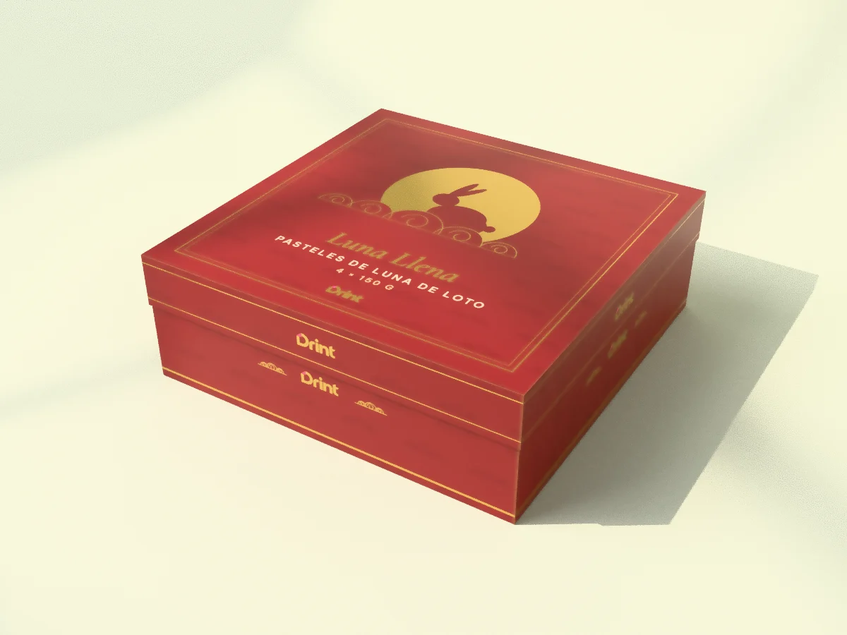 Caja de pasteles de luna en revisión del cliente