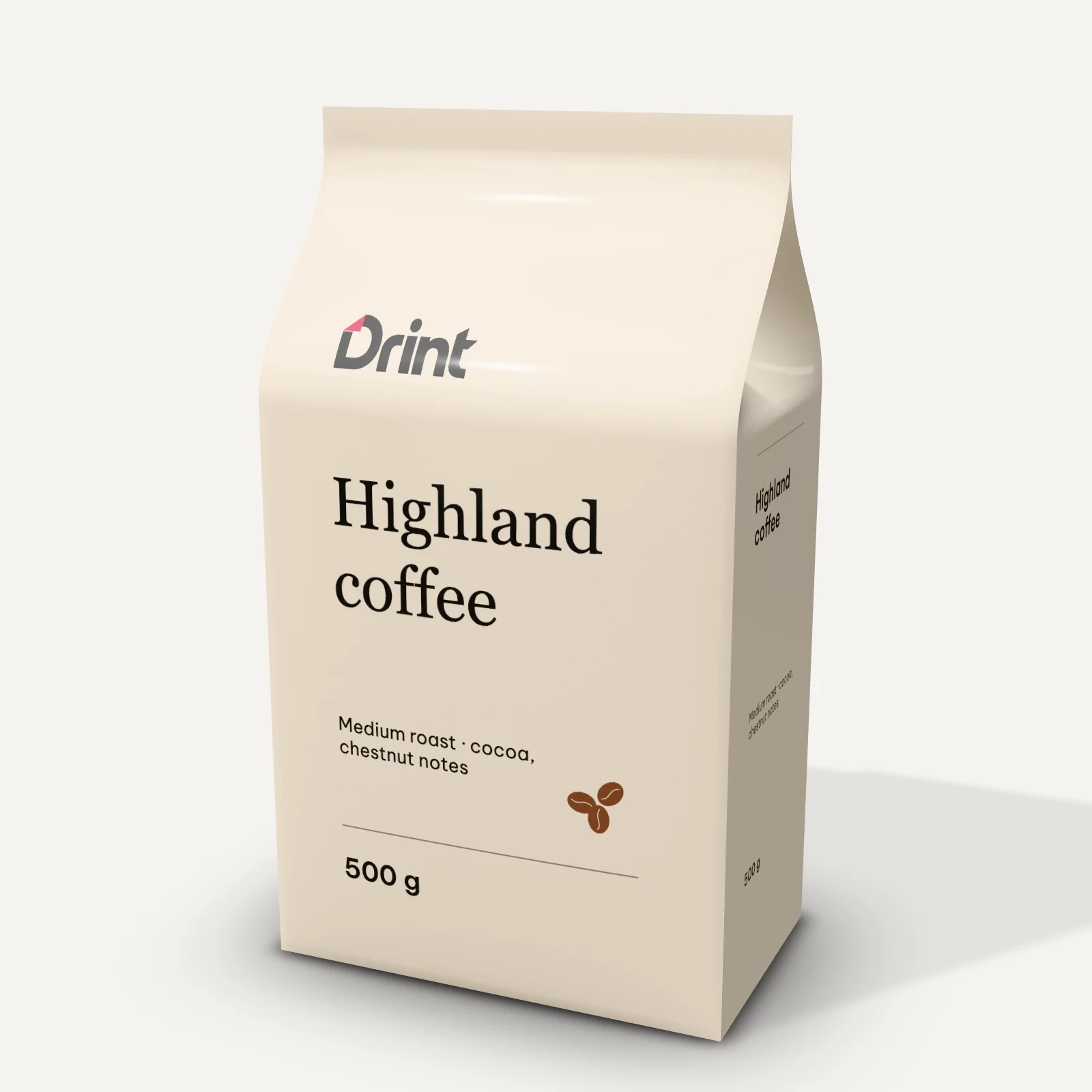 Flat-bottom coffee pouch 3D mockup