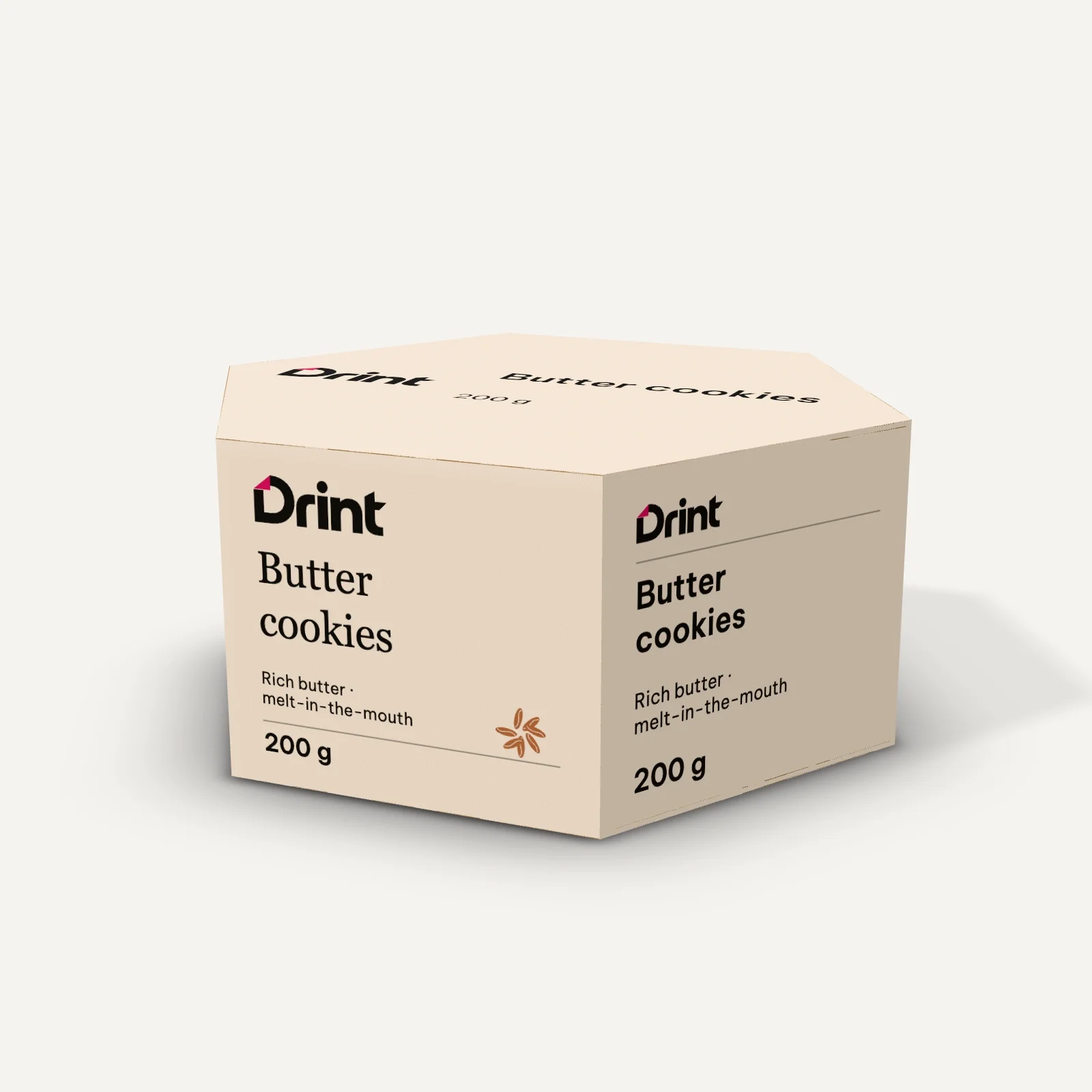 Hexagonal cookie box 3D mockup