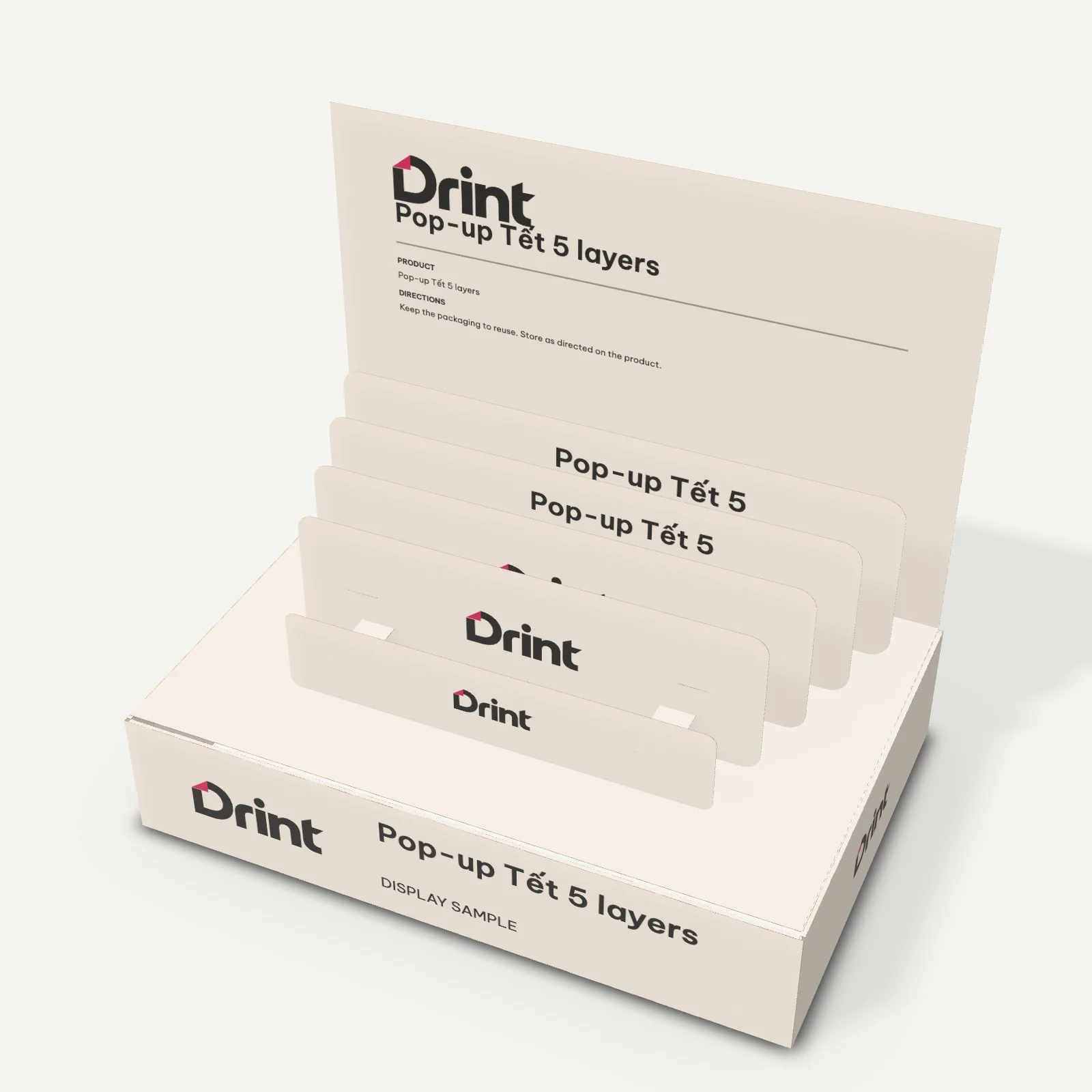 Hộp pop-up Tết 5 lớp 3D mockup