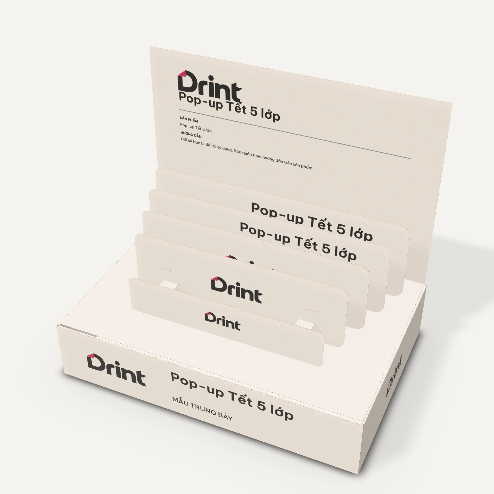 Mockup Hộp pop-up Tết 5 lớp 3D